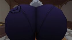 3d animated ass ass_focus ass_shake bare_shoulders big_ass big_butt blue_hair bodysuit bubble_butt female from_behind genshin_impact huge_ass jiggle kishi leaning leaning_forward pants short_hair solo tagme twerking video video yelan_(genshin_impact)