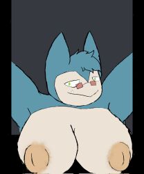 anthro big_breasts breasts digital_media_(artwork) female gibsafterdark hair hi_res inverted_nipples looking_at_viewer nintendo nipples nude pokémon_(species) pokemon pokemon_rgby simple_background smile snorlax solo solo_focus video_games