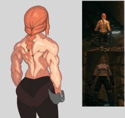 2022 big_ass casual elden_ring female fromsoftware human muscular_female no_bra pale_skin tarnished toned_back void_dot_exe weapon