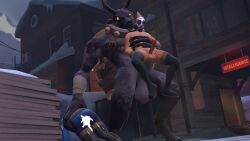 cum cum_in_ass dubious_consent forced gas_mask gay gay_anal gay_domination gay_sex krampus krampus_(team_fortress_2) male_monster masked masked_male monster monster_cock musk outside pyro pyro_(team_fortress_2) questionable_consent snow team_fortress_2 twink