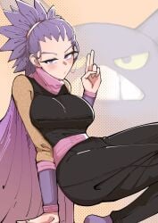 azz0422 blush crobat janine_(pokemon) large_breasts ninja pokemon purple_hair