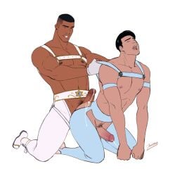 2boys anal ass crossover cum doggy_style gay gloves interracial jonsfw lingerie male/male male_focus male_only penis prince_charming wish_(disney) wish_(film)