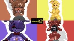 3d 4girls ass blowjob bonfie bonnie_(cally3d) bonnie_(fnaf) boobjob cally3d chica_(cally3d) chica_(fnaf) chiku cowgirl_position doggy_style fap_nights_at_frenni's female fexa fexa_(cally3d) five_nights_at_freddy's fnaf foxy_(cally3d) foxy_(fnaf) freddy_(fnaf) fredina's_nightclub fredina_(cally3d) frenni_fazclaire mmd