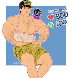 1boy bara dilf jojo's_bizarre_adventure jotaro_kujo male male_only muscular_male stone_ocean strip_game tobbyc2