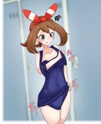 clothed female female_only may_(pokemon) may_(pokemon_oras) nintendo one-piece_swimsuit oversized_clothes pokemon sideass skeletons62 small_breasts swimsuit