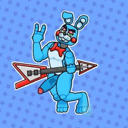 3_toes 4_fingers animatronic anthro big_penis blue_background blue_body blue_fur blue_penis bowtie bunny bunny_ears erect_penis erection five_nights_at_freddy's five_nights_at_freddy's_2 fur furry genitals green_eyes guitar hand_gesture humanoid lagomorph looking_at_viewer machine male male_focus male_only ornyrabi77 penis pink_penis rabbit rabbit_ears rabbit_humanoid red_cheeks retracted_foreskin robot solo_male speedo the_ornyrabi77 therabit toes toy_bonnie_(fnaf) two_tone_penis uncut vein veiny veiny_penis video_games