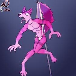 absurd_res anthro bullying canid canine clothed clothing digital_media_(artwork) fox fur hair hanging_wedgie hi_res humiliation male male_only mammal open_mouth pole ramerooni simple_background solo suspension underwear wedgie