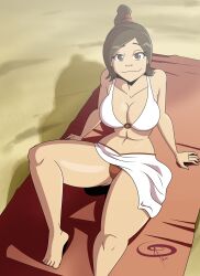 abs artist_signature avatar_the_last_airbender beach braided_ponytail breasts cleavage cute fire_nation frostbiteboi huge_breasts large_breasts looking_at_viewer nickelodeon outdoors pov smiling_at_viewer straight_hair swimsuit ty_lee