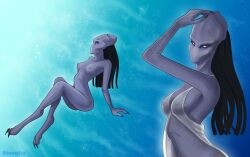 1girls alien breasts female female_only female_protoss nipples nude protoss solo solo_female starcraft text