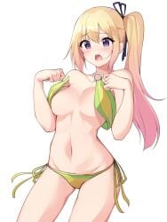 1girls bikini blonde_hair kawakami_mai musaigen_no_phantom_world ponytail undone_bikini