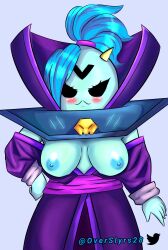 big_breasts big_eyes blue_hair blue_skin brawl_stars dark_lord_spike female nude nude_female rule_63 seductive_smile spike_(brawl_stars)