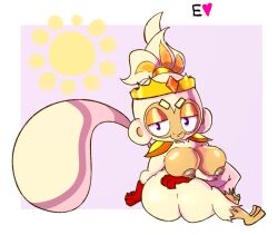 adora_(bloons_tower_defense) anthro bloons_td_6 bloons_tower_defense errantheart huge_ass huge_breasts monkey monkey_girl shortstack sitting thick_ass thick_thighs