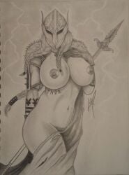 big_breasts breasts_bigger_than_head female for_honor hand_on_breast helmet nipples sirchanceman thick thighs valkyrie_(for_honor)