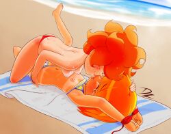 2girls ass_cleavage ass_grab beach beach_towel bikini bondage breasts butt_crack cartoon_network closed_eyes curled_tail dubious_consent dzyer ed_edd_n_eddy female female_only forced_kiss forced_yuri freckles kanker_sisters lee_kanker multiple_girls nipples obscured_eyes orange_hair puffy_nipples rape red_hair sandals sarah_(ed_edd_n_eddy) seaside straight_bangs sweatdrop swimsuit tanlines tanned tears water yuri