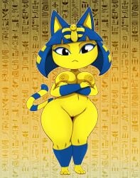 2022 absurd_res animal_crossing ankha anthro areola big_breasts bigdon1992 breasts digital_media_(artwork) domestic_cat feet felid feline felis female female_focus female_only fingers front_view fur furry furry_only genitals hi_res mammal naked nintendo nipples nude pussy small_feet solo solo_female tail thick_thighs toes video_games wide_hips yellow_areola yellow_nipples