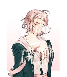 1girls blush bra bukkake cum cum_everywhere cum_in_hair cum_in_mouth cum_on_bra cum_on_breasts cum_on_clothes cum_on_face cum_on_hair danganronpa danganronpa_2:_goodbye_despair excessive_cum nanami_chiaki safaia sleeping snot_bubble solo straight_hair