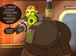 1futa 2022 2d absurd_res anus ass ass_up balls big_balls big_butt blizzard_entertainment futanari genitals hi_res mcerror orisa overwatch speech_bubble text thick_thighs video_games