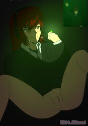 1boy anime_style bat_blood clitoris cuntboy dark_red_hair digital_drawing_(artwork) grey_eyes headphones intersex kuroko_(pretty_blood) legs_apart male_only partly_nude pretty_blood pussy pussy_juice sitting_on_ground solo solo_focus solo_male vagina