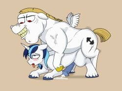 anal anal_sex animal_genitalia animal_penis blue_eyes bulk_biceps_(mlp) cum cumshot cutie_mark equid equine equine_genitalia equine_penis friendship_is_magic gay genitals hasbro hooves male male/male mammal my_little_pony pegasus penis red_eyes sex shining_armor_(mlp) teeth tongue tongue_out unicorn white_body white_fur wings