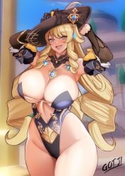 1girls armpits cleavage female female_only genshin_impact gojich1 hourglass_figure huge_breasts human large_breasts light-skinned_female navia_(genshin_impact) slim_waist thick_thighs wide_hips