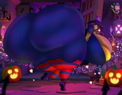 ass big_ass big_breasts brawl_stars breasts halloween just_a_inkling massive_ass purple_hair shelly_(brawl_stars) tagme witch_costume witch_hat