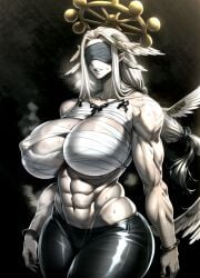 1girls abs absurd_res ai_generated angel_wings blindfold cleavage genderswap_(mtf) halo huge_breasts humanoid jujutsu_kaisen larger_female mahoraga_(jujutsu_kaisen) muscular_female qqitu sarashi thick_thighs wheel