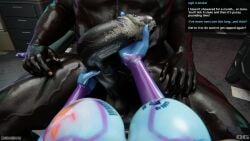 3d barcode_tattoo dark-skinned_male domination endlessabyss female_pov holding_penis huge_breasts huge_cock humiliation samus_aran slave smegma tattoo tattoo_on_breast tattoo_on_chest text_box turned_submissive zero_suit_samus