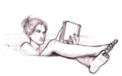 1girls 2014 alex_aphey anji_kapoor barefoot bath bathing bathtub big_nose black_and_white book bubbles companion_(doctor_who) cosmic_shine doctor_who eighth_doctor_adventures feet feet_focus female female_focus female_only foot_focus greyscale holding_book holding_object implied_nudity in_bath in_bathtub indian indian_female leg_focus legs legs_crossed long_nose looking_at_book naked naked_female no_color nude nude_female nudity pakistani pakistani_female pencil_(artwork) reading_book sketch soles solo solo_female south_asian suds tied_hair toes