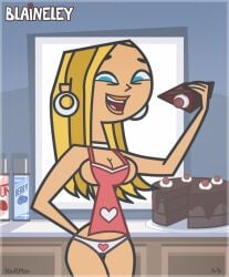 accurate_art_style apron apron_only big_breasts blaineley_(tdi) blonde_hair blue_eyes breasts busty cake cleavage earrings female female_focus female_only hourglass_figure long_hair panties tagme total_drama_island vaultman wide_hips