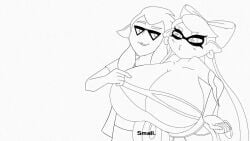 alternate_breast_size animated asleep big_breasts black_and_white breast_expansion breast_poke breasts breasts_bigger_than_head callie_(splatoon) clothed clothes_bursting clothes_ripping colorless earrings expansion head_between_breasts head_on_breasts huge_breasts hyper hyper_breasts laser laser_gun line_art loving oc ray_gun relationship shocked splatoon squid_sisters stroking_head tagme tagme_(artist) torn_clothes touching_breast unknown_artist video wholesome