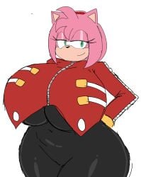 1girls amy_rose ass_bigger_than_head breasts_bigger_than_head clothed cosplay dr._eggma’am dr._eggman_(cosplay) female female_only front_view gigantic_ass gigantic_breasts green_eyes huge_ass huge_breasts huge_hips huge_thighs momiji_(artist) pink_fur pink_hair seductive_smile solo sonic_(series) standing teasing thick_thighs wide_hips