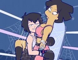 20th_century_fox 20th_century_studios amy_wong boxing boxing_gloves boxing_match boxing_ring columbia_pictures female female_focus female_only futurama head_on_breasts human marvel marvel_comics netto-painter peni_parker sony_pictures_animation spider-man:_into_the_spider-verse spider_web webbing