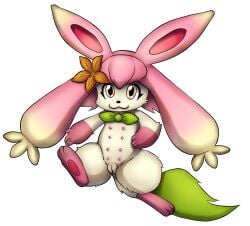 absurd_res accessory buttercup_saiyan female flopie flower flower_in_hair genitals hair hair_accessory hi_res lagomorph leporid mammal multi_nipple nipples pal_(species) palworld plant pussy rabbit solo