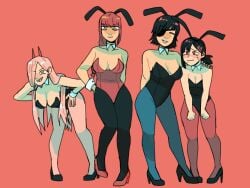 4girls big_breasts bunny_ears bunnysuit chainsaw_man cleavage destroymuse female female_only higashiyama_kobeni himeno_(chainsaw_man) makima_(chainsaw_man) mappa power_(chainsaw_man) smile wholesome