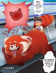 1boy 1girls anthro big_ass big_breasts breasts cum_in_pussy cum_inside furry human human_on_anthro ilovejudyhopps impregnation male male/female mei_lee open_mouth penetration red_panda size_difference text text_bubble turning_red tyler_nguyen-baker vaginal_penetration young