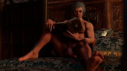 3d 3d_(artwork) 3d_model astarion baldur's_gate baldur's_gate_3 dungeons_and_dragons elmamoru flaccid flaccid_cock flaccid_penis forgotten_realms glowing_eyes male male_focus male_only masculine naked naked_male nude nude_male reading reading_book red_eyes solo solo_focus solo_male vampire_elf vampire_fangs white_hair