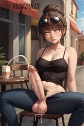 1futa ai_generated balls beauty_(pokemon) beauty_(pokemon_xy) beauty_nova_(pokemon) black_tank_top breasts brown_hair brunette brunette_futa building cum cum_in_cup cum_in_food cumming cumshot ejaculation erect_penis erection flordulce futa_only futanari green_eyes hands-free handsfree_ejaculation implied_cumsumption jeans medium_breasted_futa medium_breasts npc_trainer orgasm orgasm_without_stimulation outdoors pants penis penis_out pokemon pokemon_xy pubic_hair rolling_eyes sitting small_breasted_futa spaghetti_strap spread_legs sunglasses sunglasses_on_head tank_top testicles