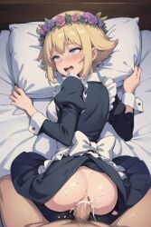 2boys ahe_gao ai_generated ass basil_(omori) cat_boy cat_ears catboy cuntboy erection femboy gay_sex intersex maid maid_headdress maid_outfit maid_uniform male missionary_position omori on_back on_bed penis penis_in_ass pillow pussy sex vagina vaginal vaginal_penetration vaginal_sex yaoi yellow_hair