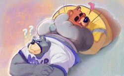 2024 ? animal_crossing anthro anthro_on_anthro ass ass_up ass_worship band-aid bandage bear big_ass big_ass_(male) big_butt big_muscles bottomless bottomless_anthro bottomless_male bubble_ass bubble_butt butt_hug butt_squish closed_eyes clothed clothing crossed_arms curt_(animal_crossing) debudraws duo embrace eyebrows face_in_ass face_squish fat_ass fat_butt frown fur gay heart hi_res hug huge_ass huge_butt looking_back lying male male/male male_only mammal motion_lines muscular muscular_anthro muscular_male nintendo on_front pink_background plump_ass plump_butt question_mark round_ass round_butt shirt simple_background smile squish superchub sweater t-shirt teddy_(animal_crossing) thick_ass thick_butt thick_eyebrows thick_thighs topwear tuft