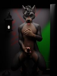 anthro blender_(artwork) canid canine digital_media_(artwork) looking_pleasured male male/male mammal masturbation mirage~ paws solo winterpaw_canine