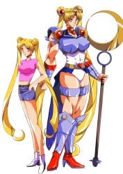 ass_expansion bishoujo_senshi_sailor_moon breast_expansion clothing female hair_growth high_heel_boots high_heels hinomars19 large_breasts lip_expansion medium_breasts muscle_growth muscular muscular_female sailor_moon shorts thick_thighs thigh_expansion transformation usagi_tsukino wide_hips