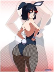 ass bunny_ears bunnysuit butt dat_ass female female_only kill_la_kill layerth matoi_ryuuko petite presenting_ass short_hair solo tagme white_skin