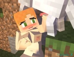 1boy 1girls 3d alex_(minecraft) animal animal_genitalia animal_penis breasts commission cubic_breasts dog_penis green_eyes handjob human humanoid looking_at_penis mine-imator minecraft nude nude_female orange_hair outside pale_wolf_(minecraft) square_head tagme triangalo wolf wolf_(minecraft) zoophilia