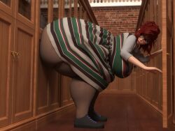 1girls against_wall ass_bigger_than_breasts ass_bigger_than_head ass_bigger_than_torso auctus177 big_ass big_breasts blushing embarrassed enormous_ass fat_ass glasses huge_ass huge_breasts hyper hyper_ass hyper_thighs looking_back massive_ass pantyhose red_hair short_hair tagme thick_thighs