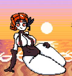 areola_slip areolae beach big_areola big_ass big_breasts elbow_gloves gloves hourglass_figure huge_ass huge_breasts huge_hips huge_thighs kingcroc laying_down meloetta meloetta_(pirouette_form) nipple_bulge pixel_art pokémon_(species) pokemon string_bikini swimsuit tagme thick_thighs wide_hips