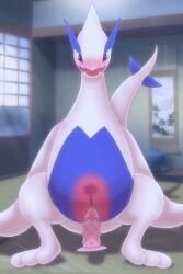 2:3 agent_0730 belly blue_body blush censored digital_drawing_(artwork) digital_media_(artwork) featureless_chest female feral genitals hi_res legendary_pokémon long_neck lugia nintendo open_mouth pokemon pokemon_(species) pussy solo text tongue uterus video_games white_body