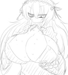 breasts female huge_breasts rozen_maiden suigintou sweat vaba