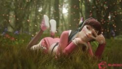 1girls 3d d.va feet female female_only forest legs overwatch shoes solo sus-3d