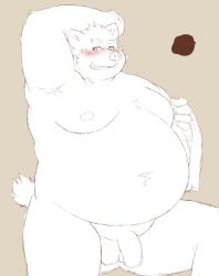 1boy 2022 anthro armpit_hair balls belly big_belly blush body_hair flaccid genitals hi_res humanoid_genitalia humanoid_hands humanoid_penis ibuki_haruno kemono male male_only mammal moobs nipples overweight overweight_male penis solo suid suina sus_(pig) towel wild_boar