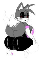 blush female furry red_eyes revealing_clothes rule_63 sonic.exe_(series) squatting tails.exe tailsko.exe